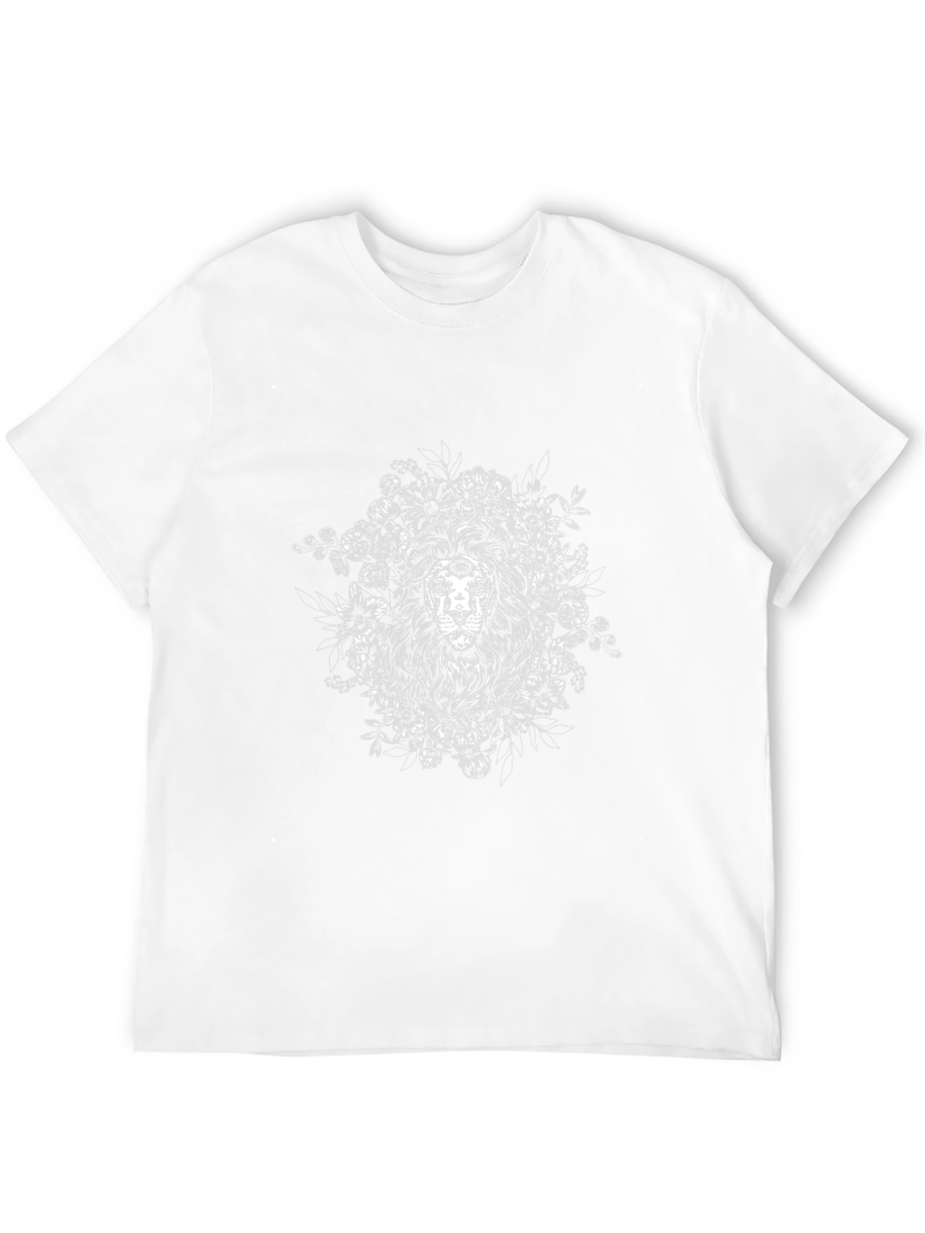 Lion Floral Graphic Tee - Mens Black T-Shirt