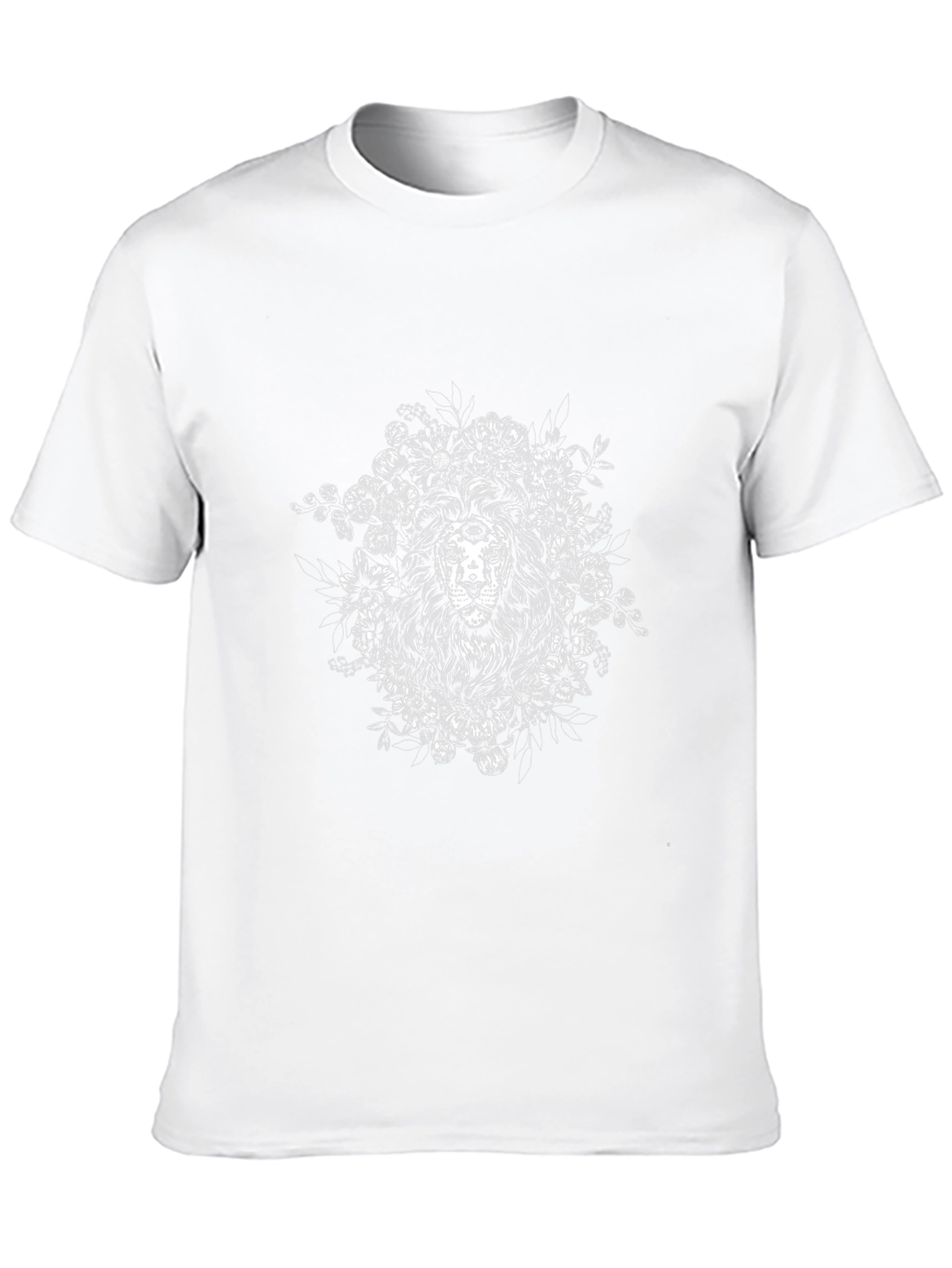 Lion Floral Graphic Tee - Mens Black T-Shirt