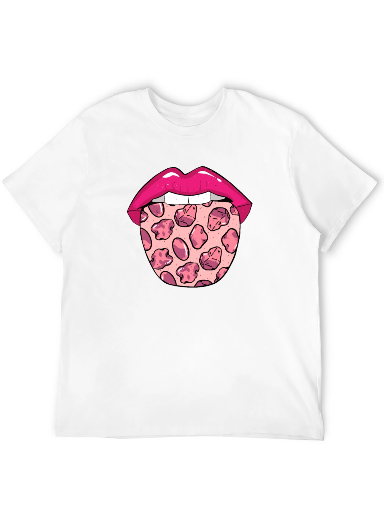 Pizza Tongue Graphic Tee - Black Crew Neck