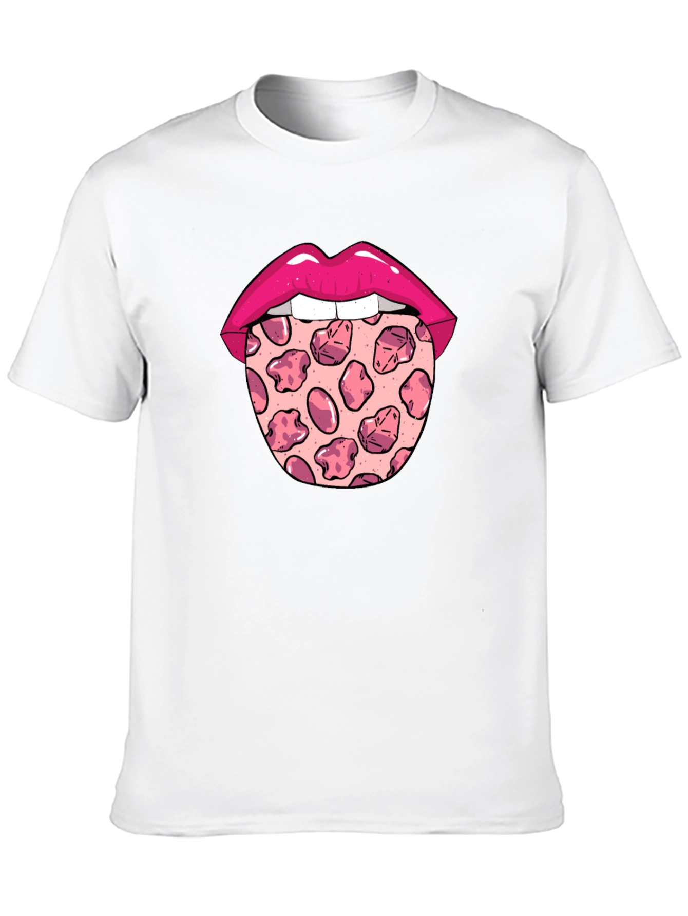 Pizza Tongue Graphic Tee - Black Crew Neck