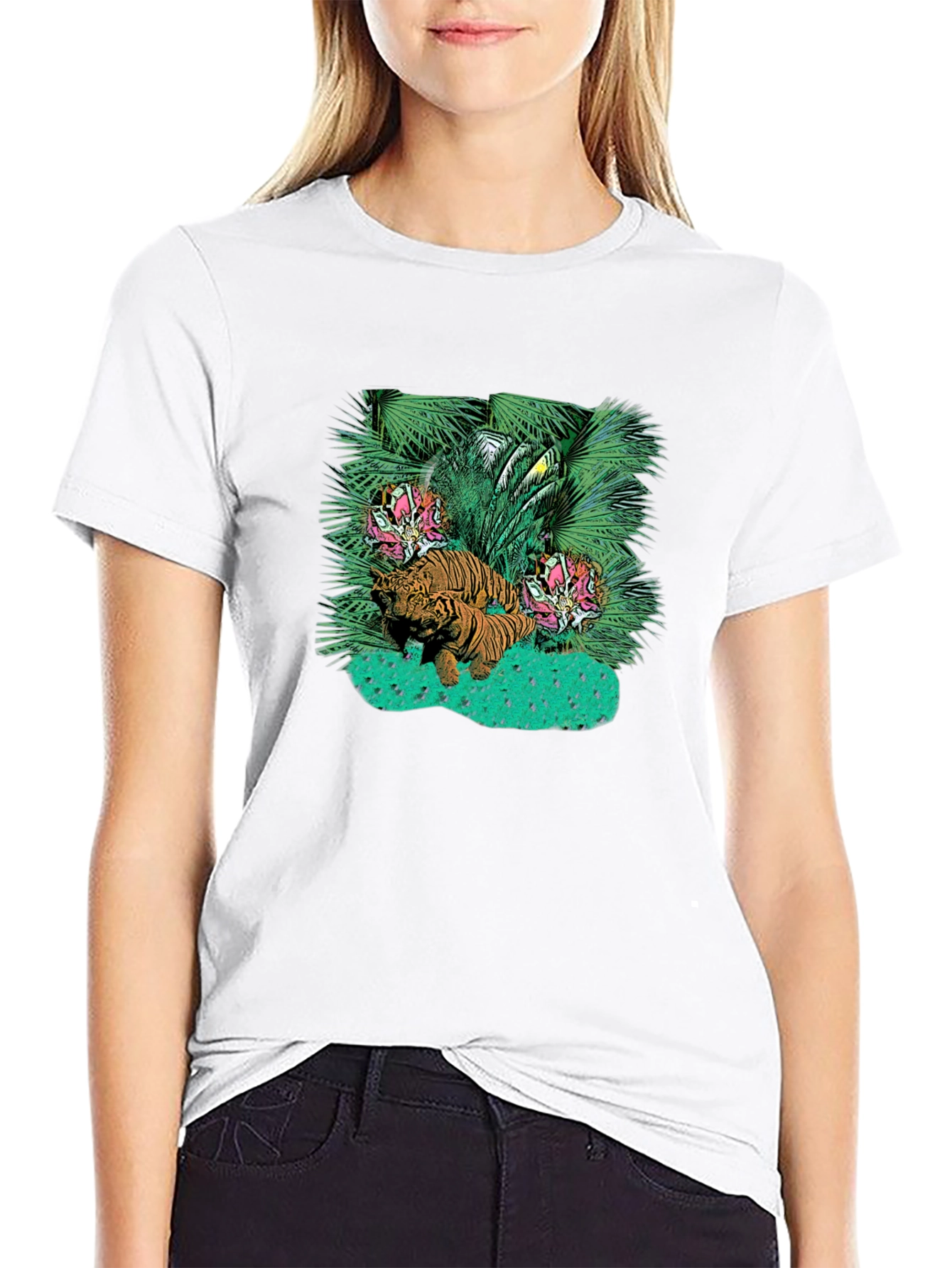 Tropical Tiger Graphic Tee - Unique Design