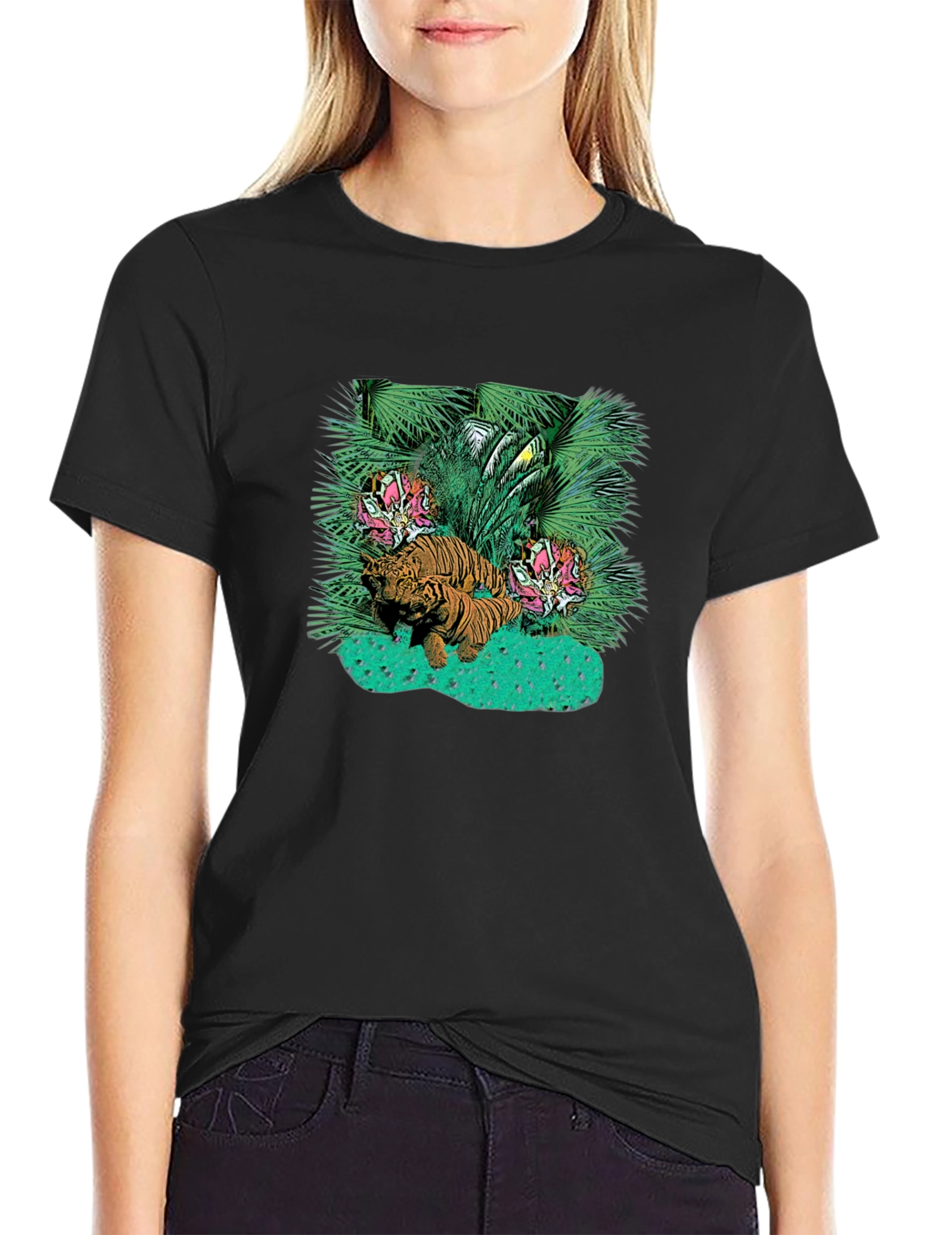 Tropical Tiger Graphic Tee - Unique Design