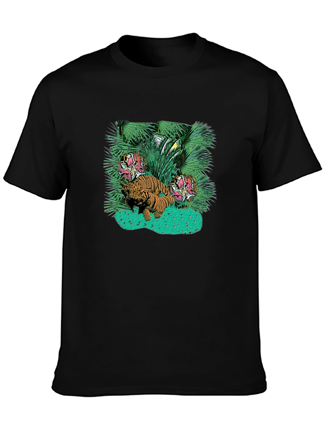 Tropical Tiger Graphic Tee - Unique Design