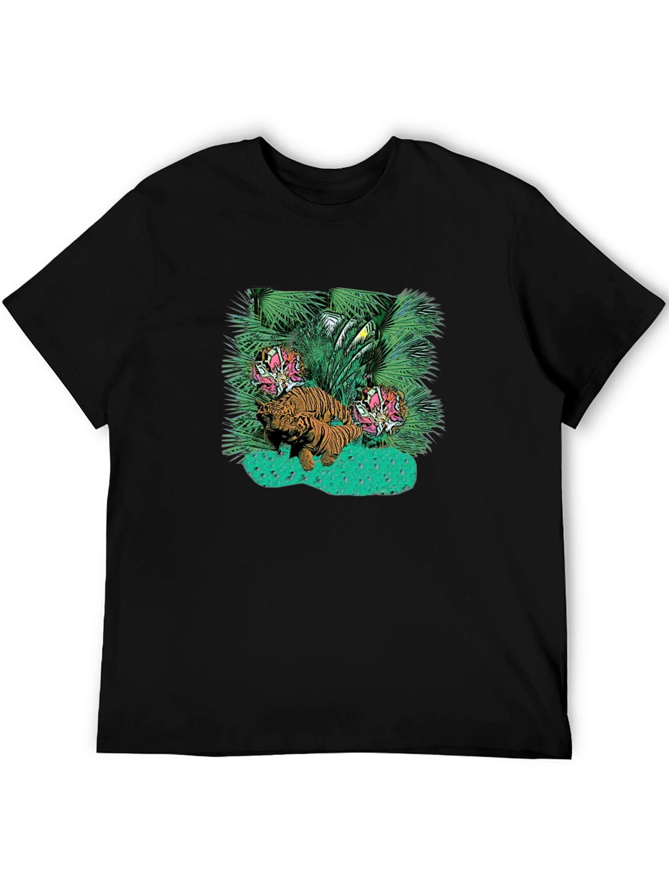 Tropical Tiger Graphic Tee - Unique Design