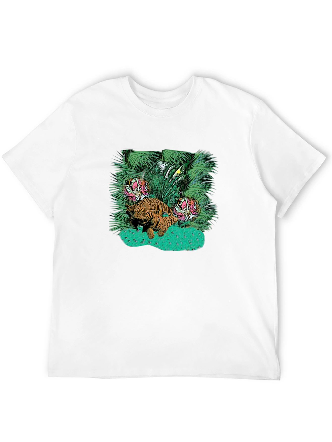 Tropical Tiger Graphic Tee - Unique Design