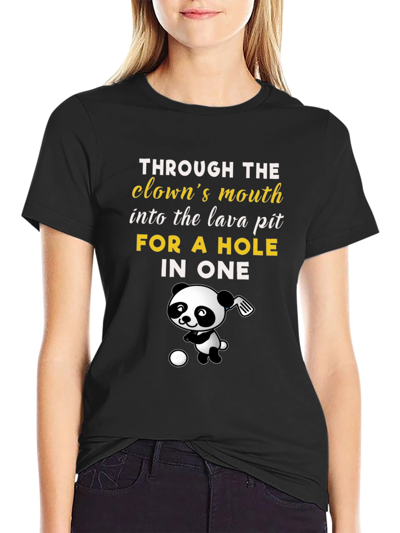 Clowns Mouth Golf Panda T-Shirt