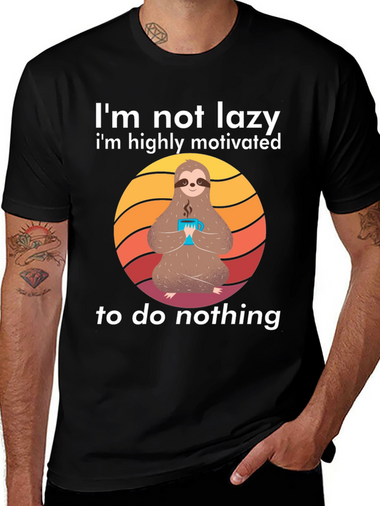 Lazy Sloth Graphic Tee - Highly Motivated to do Nothing!