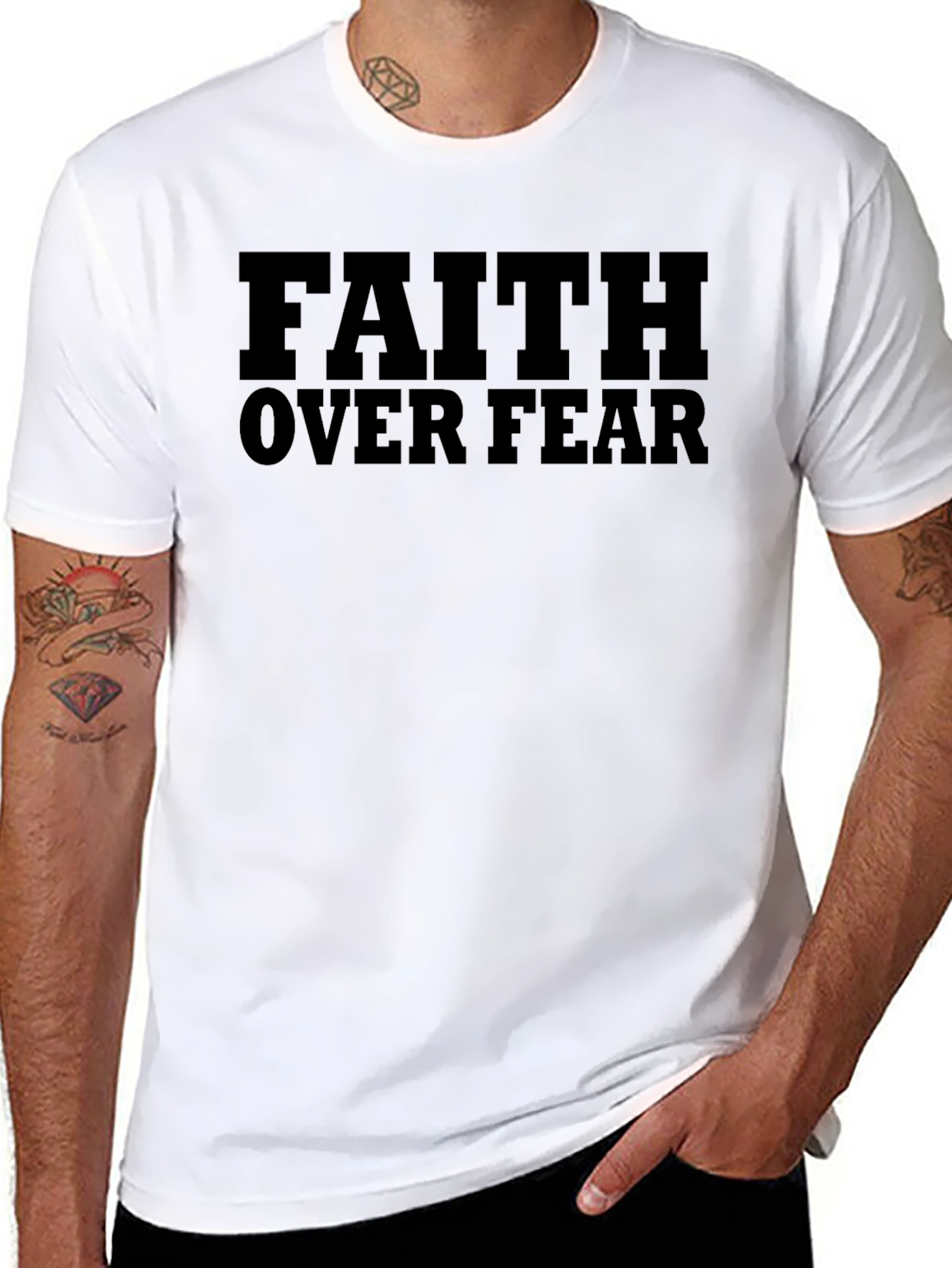 Faith Over Fear Graphic T-Shirt - Religious Apparel