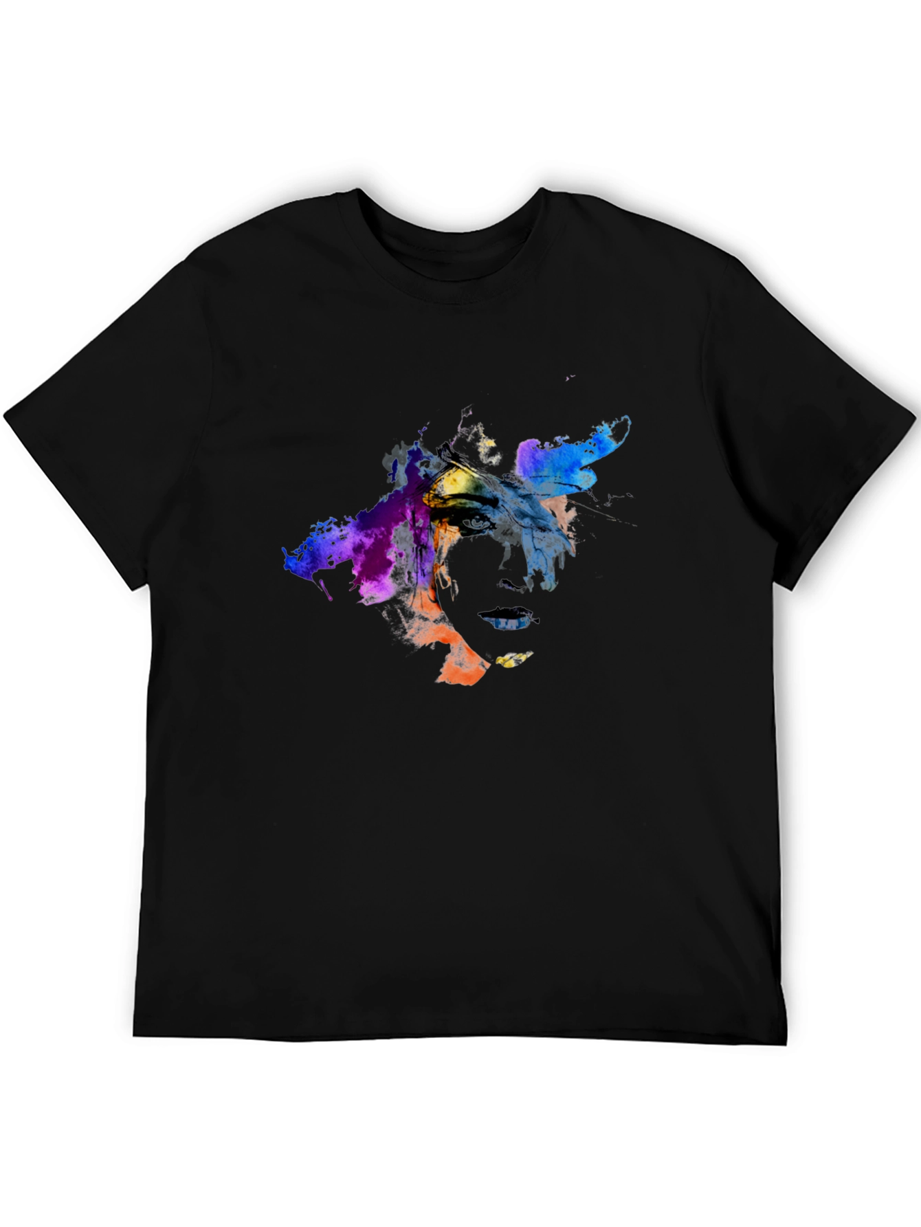 Abstract Art Face Graphic Tee - Black