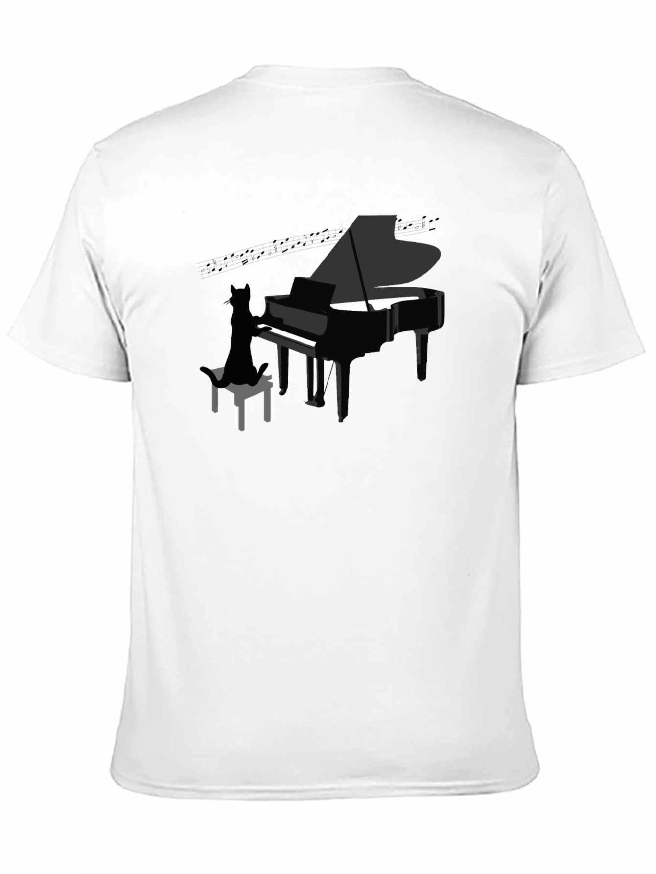 Cat Playing Piano T-Shirt - Novelty Music Tee