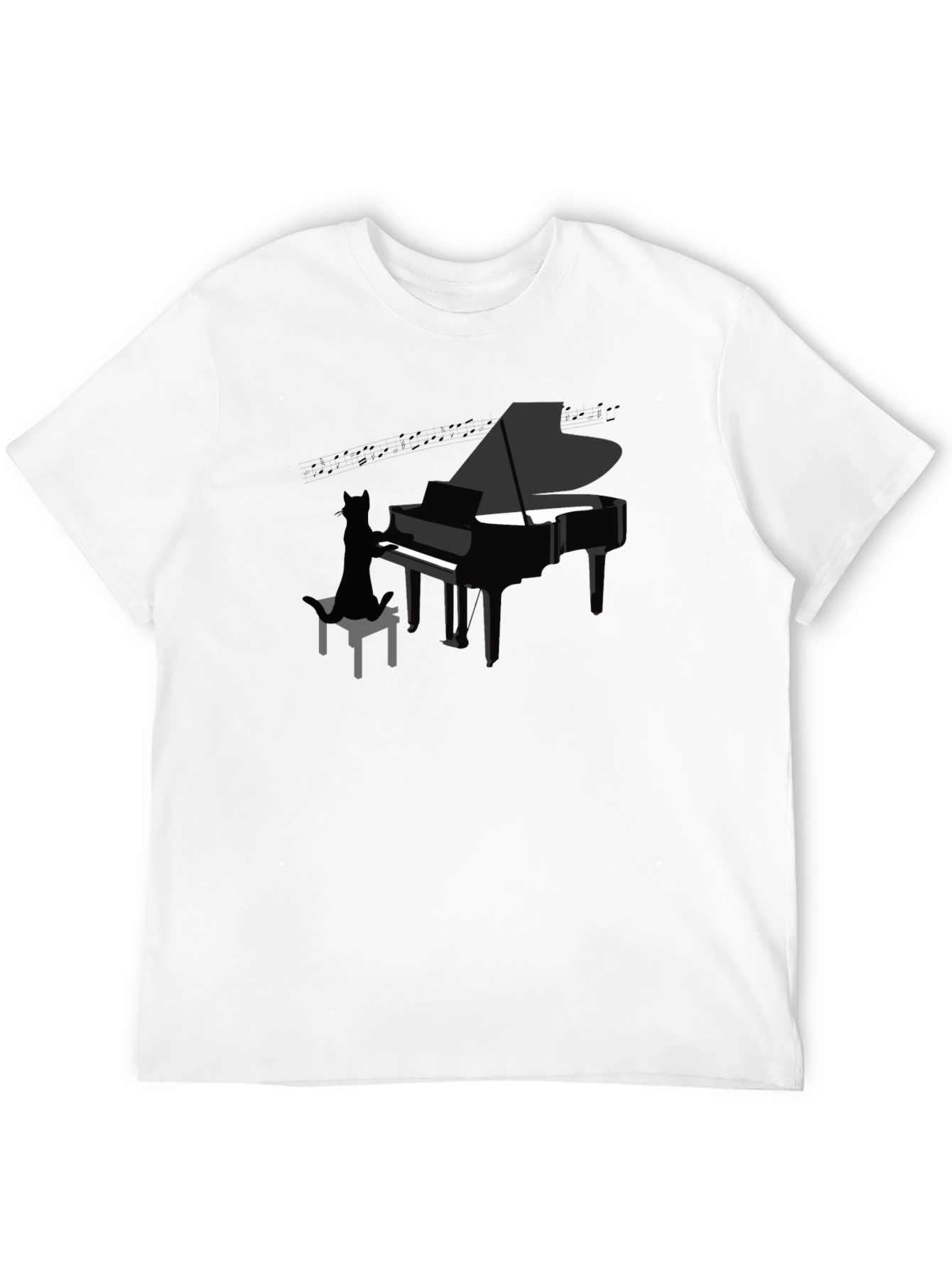 Cat Playing Piano T-Shirt - Novelty Music Tee