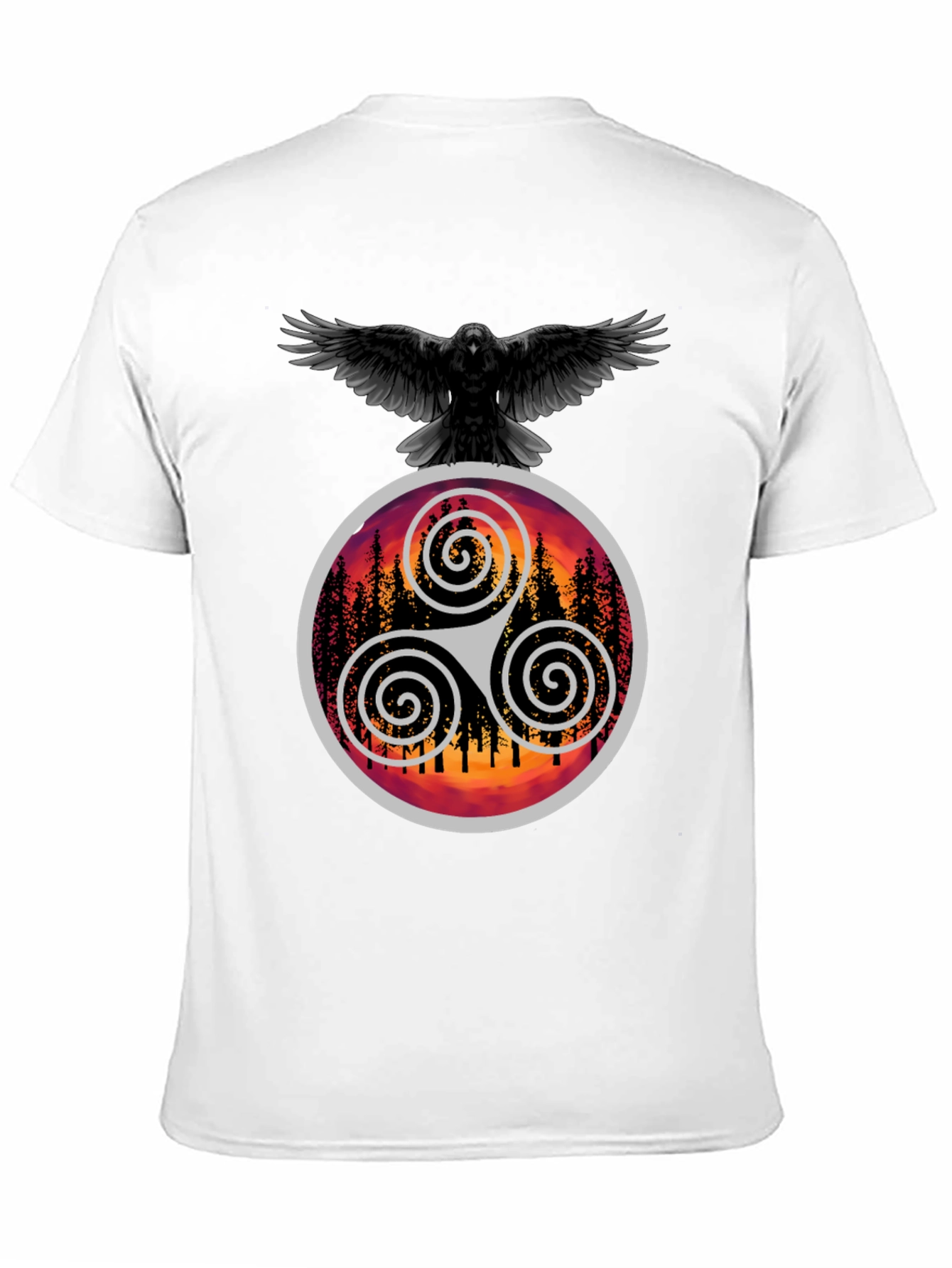 Raven & Triskelion T-Shirt - Celtic Symbolism