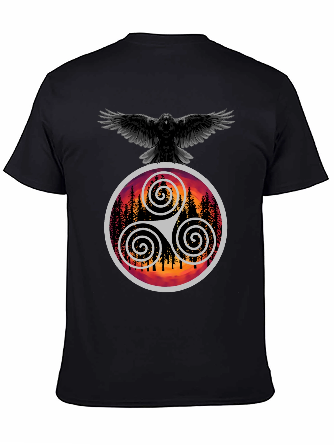 Raven & Triskelion T-Shirt - Celtic Symbolism