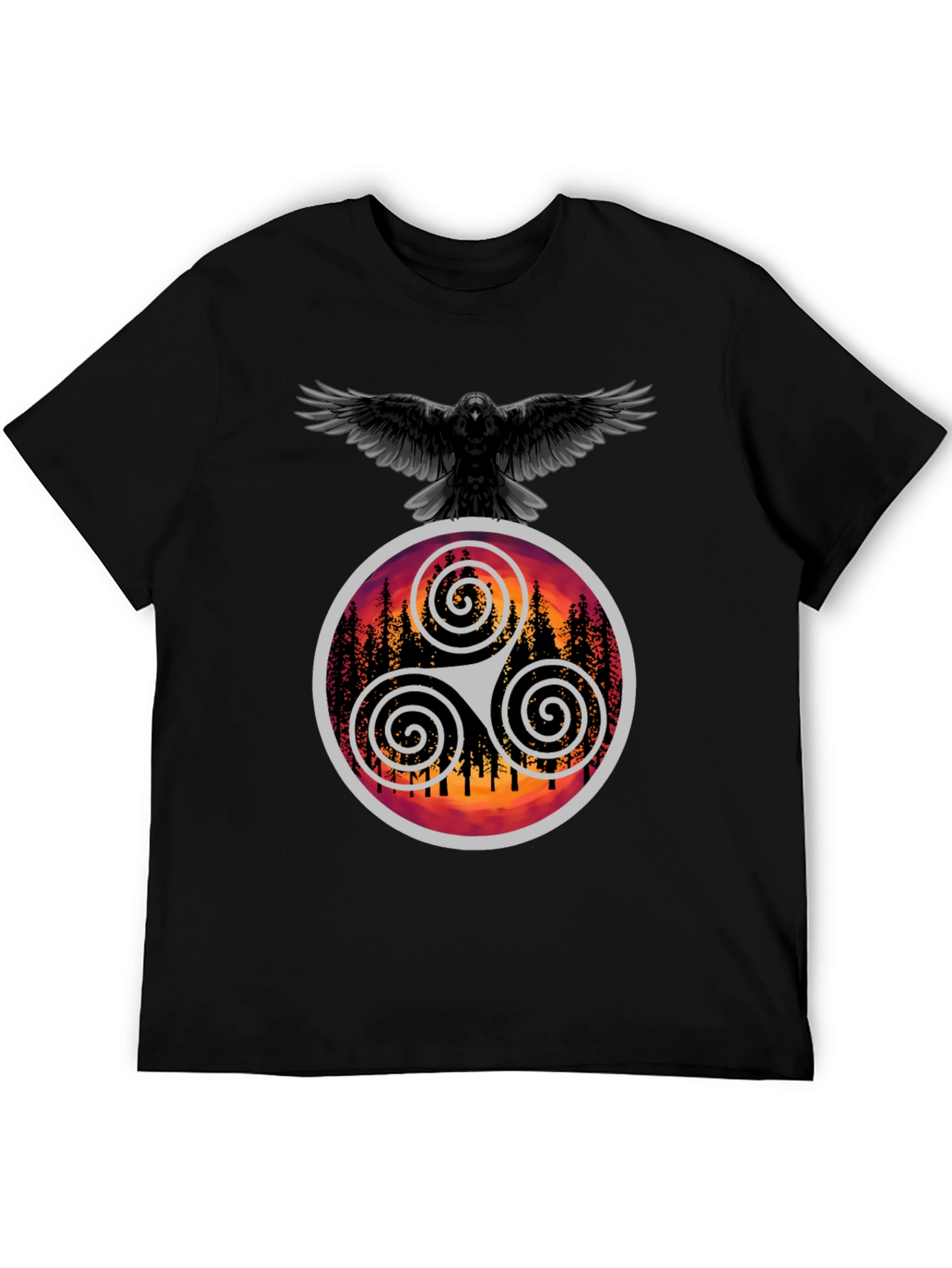 Raven & Triskelion T-Shirt - Celtic Symbolism