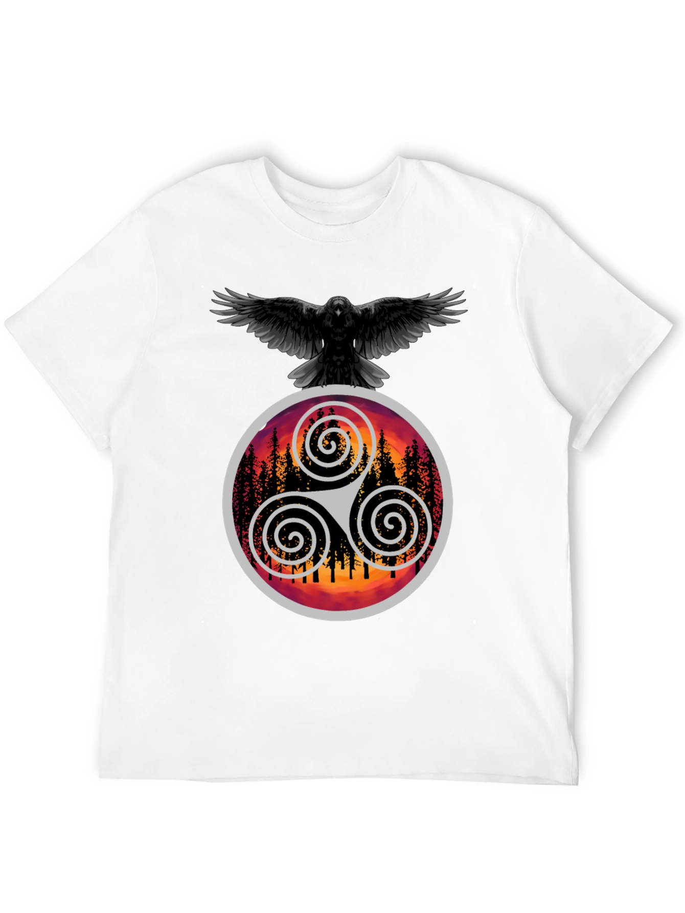 Raven & Triskelion T-Shirt - Celtic Symbolism