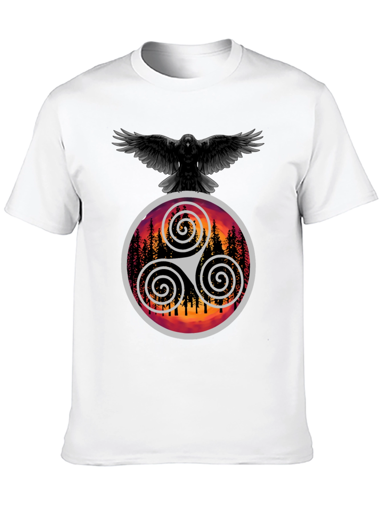 Raven & Triskelion T-Shirt - Celtic Symbolism
