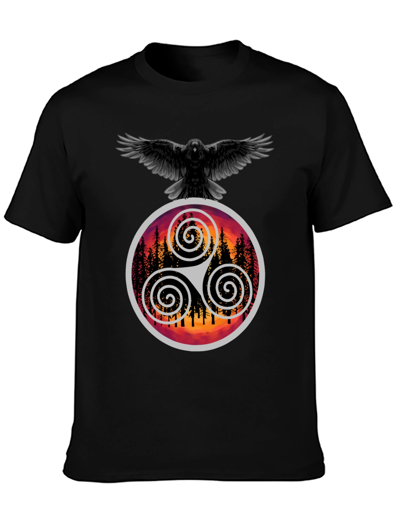 Raven & Triskelion T-Shirt - Celtic Symbolism