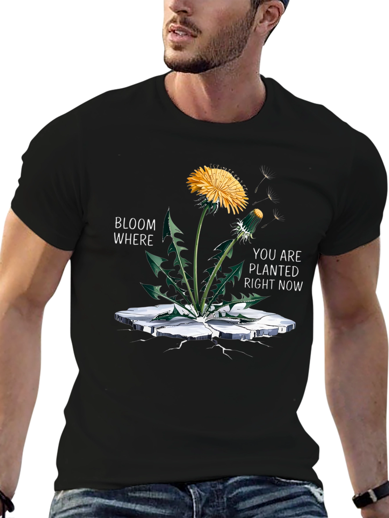 Bloom Where Planted Black Graphic Tee