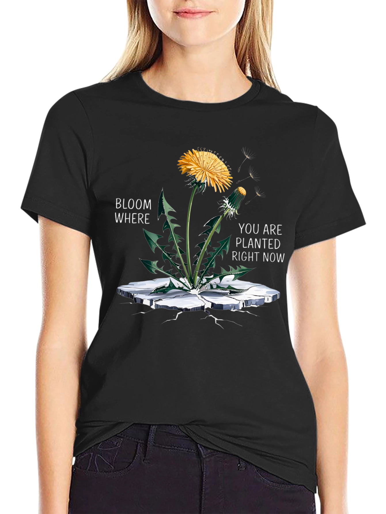 Bloom Where Planted Black Graphic Tee