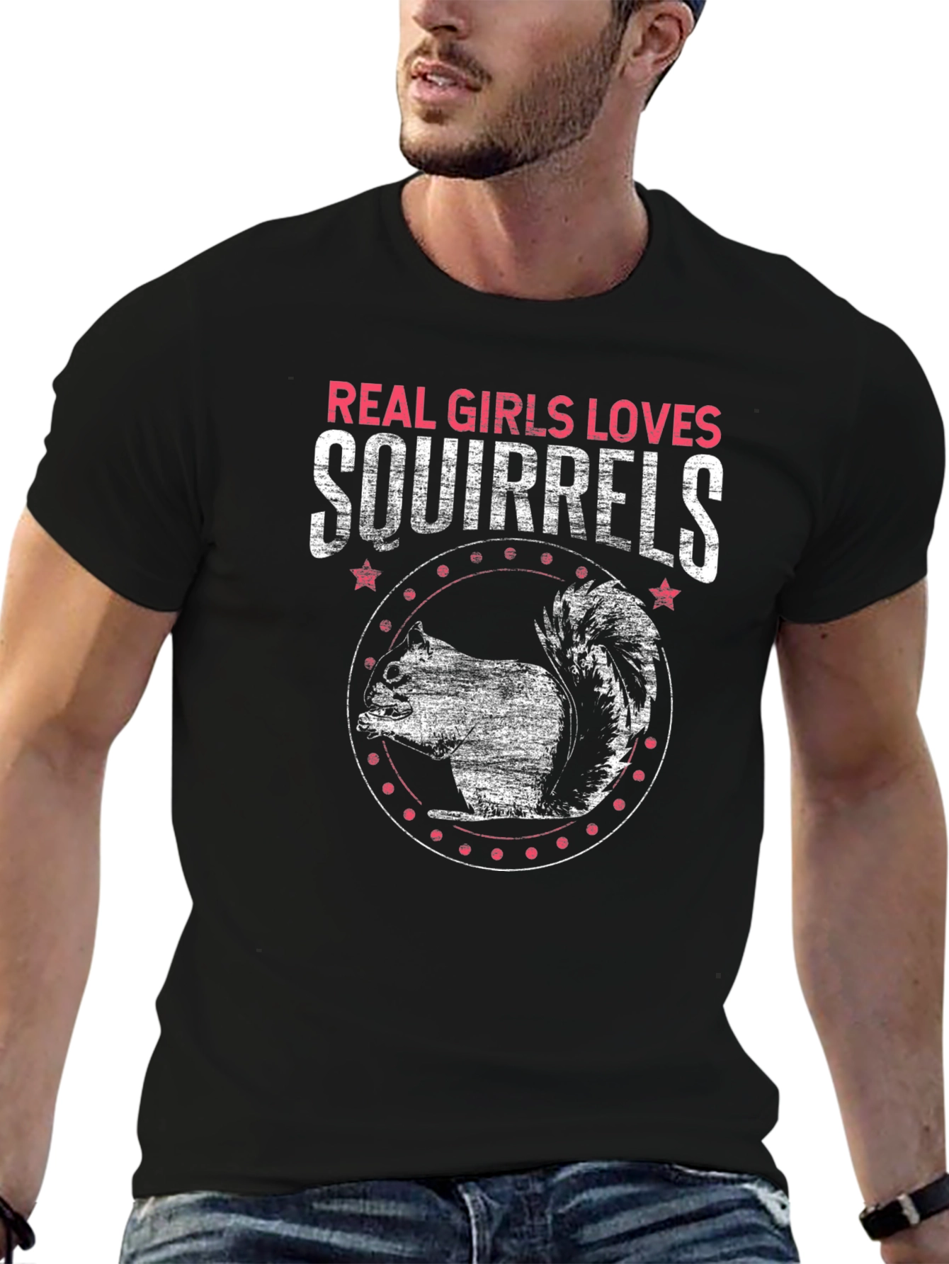 Real Girls Love Squirrels Black T-Shirt