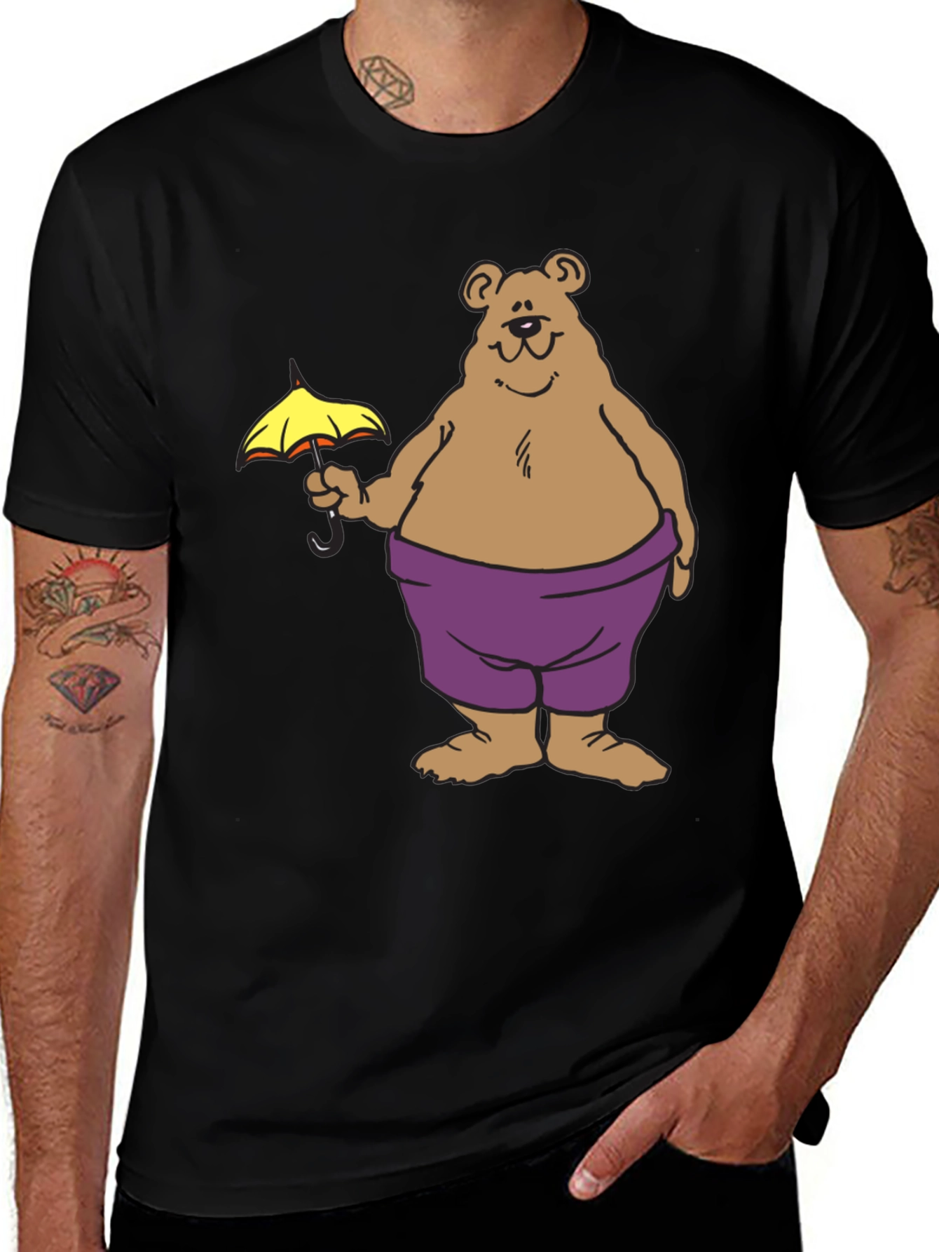 Bear with Umbrella Graphic T-Shirt