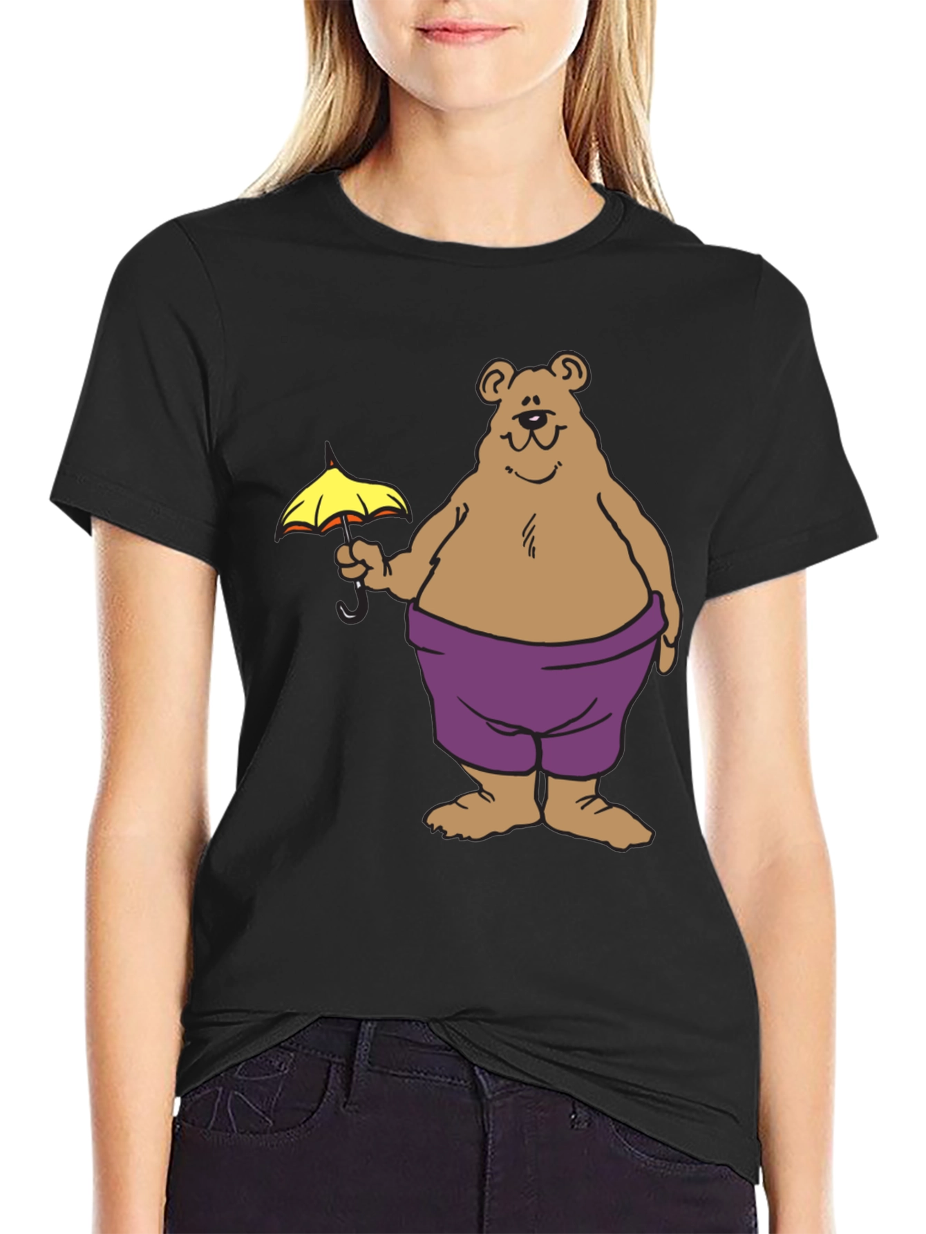 Bear with Umbrella Graphic T-Shirt