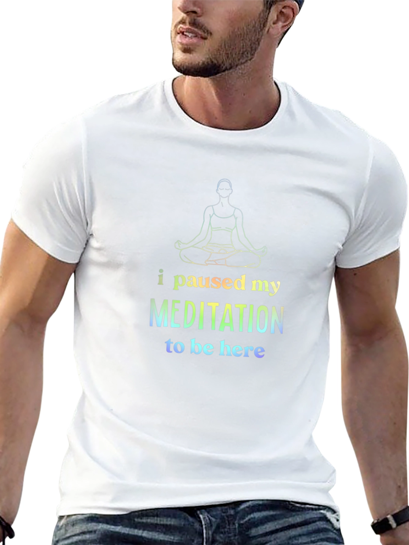Meditate Black Cotton Tee: I Paused My Meditation