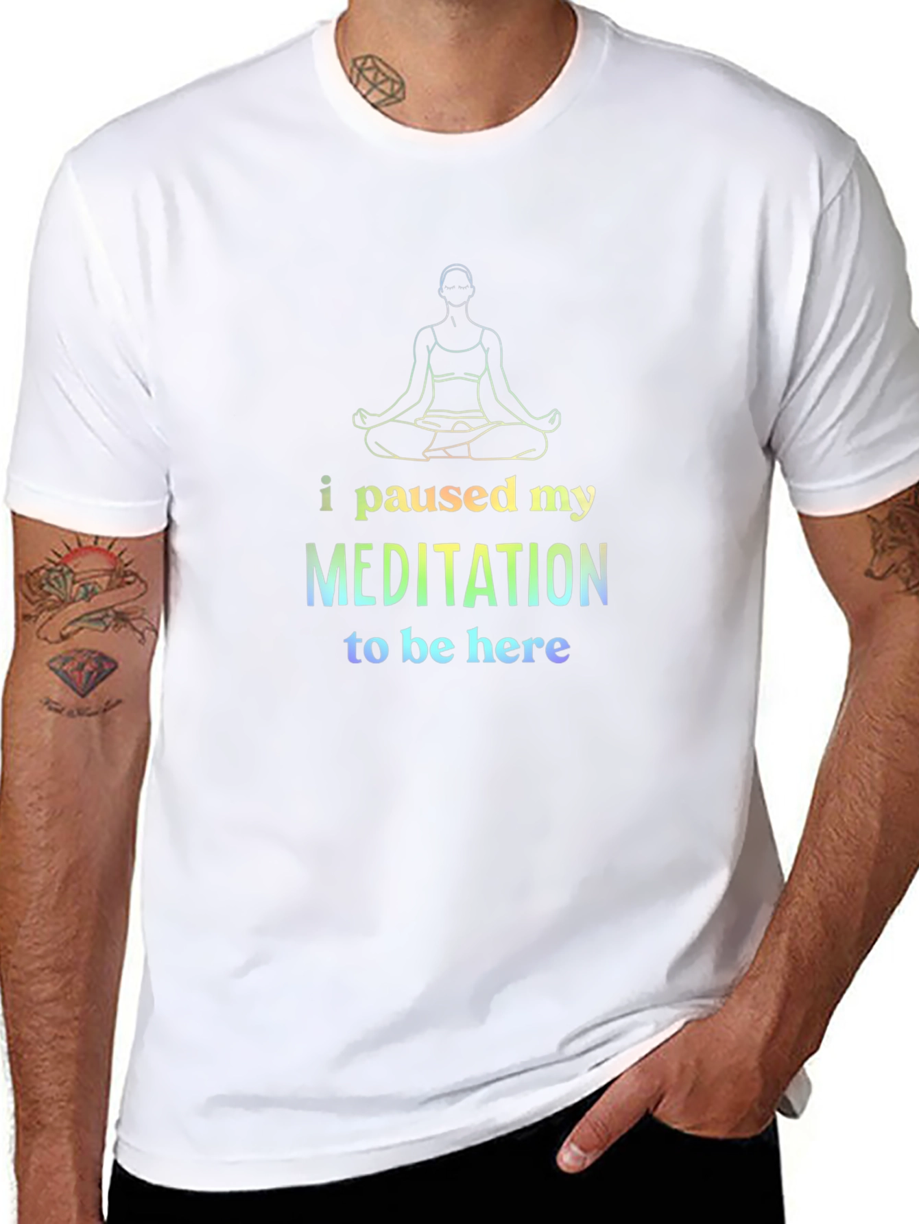 Meditate Black Cotton Tee: I Paused My Meditation
