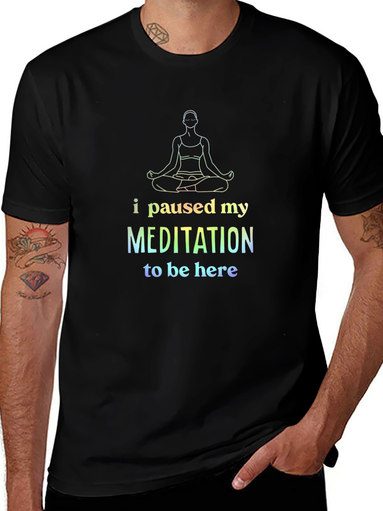 Meditate Black Cotton Tee: I Paused My Meditation