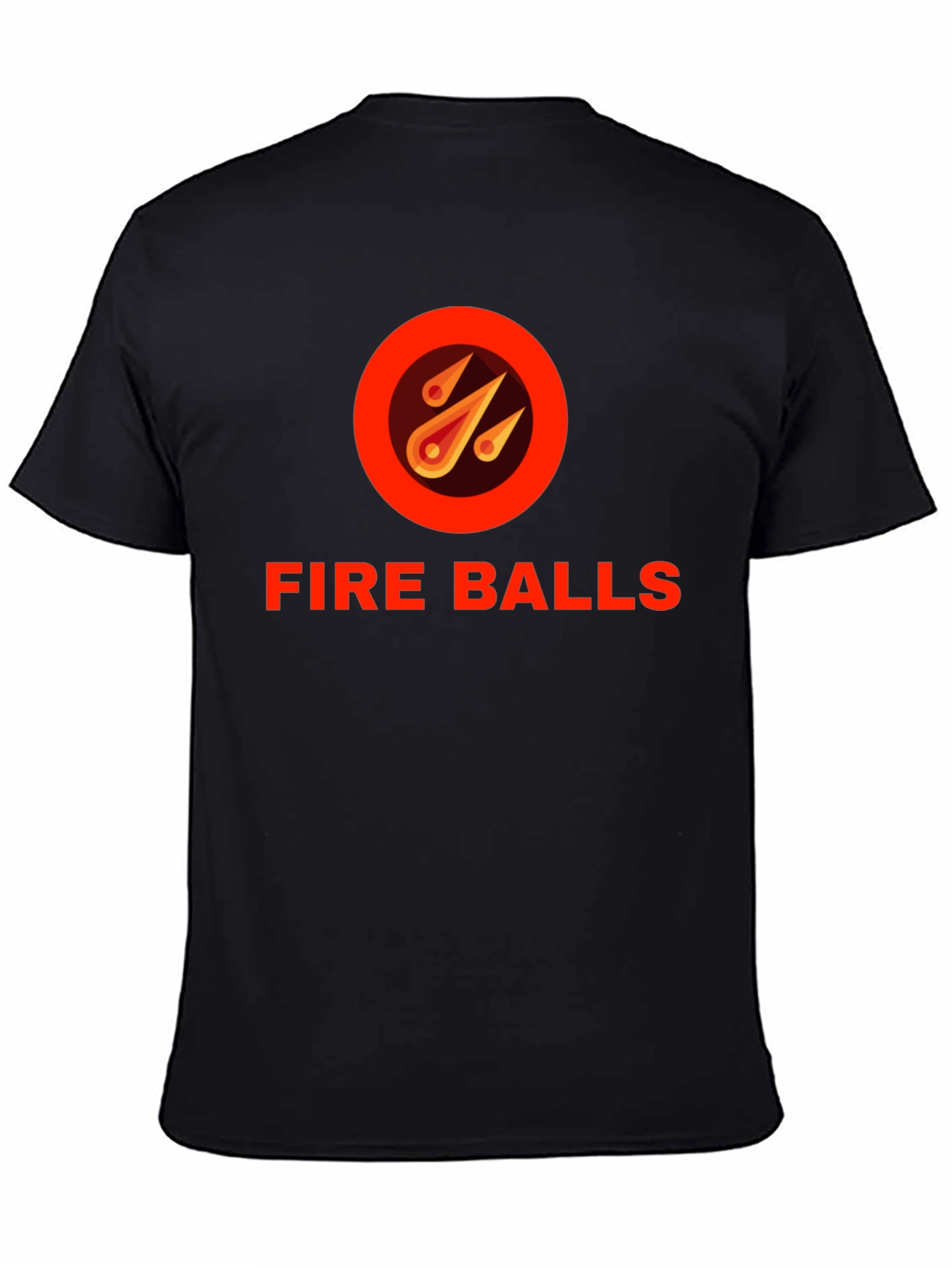 Fire Balls Graphic T-Shirt - Black Crew Neck Tee