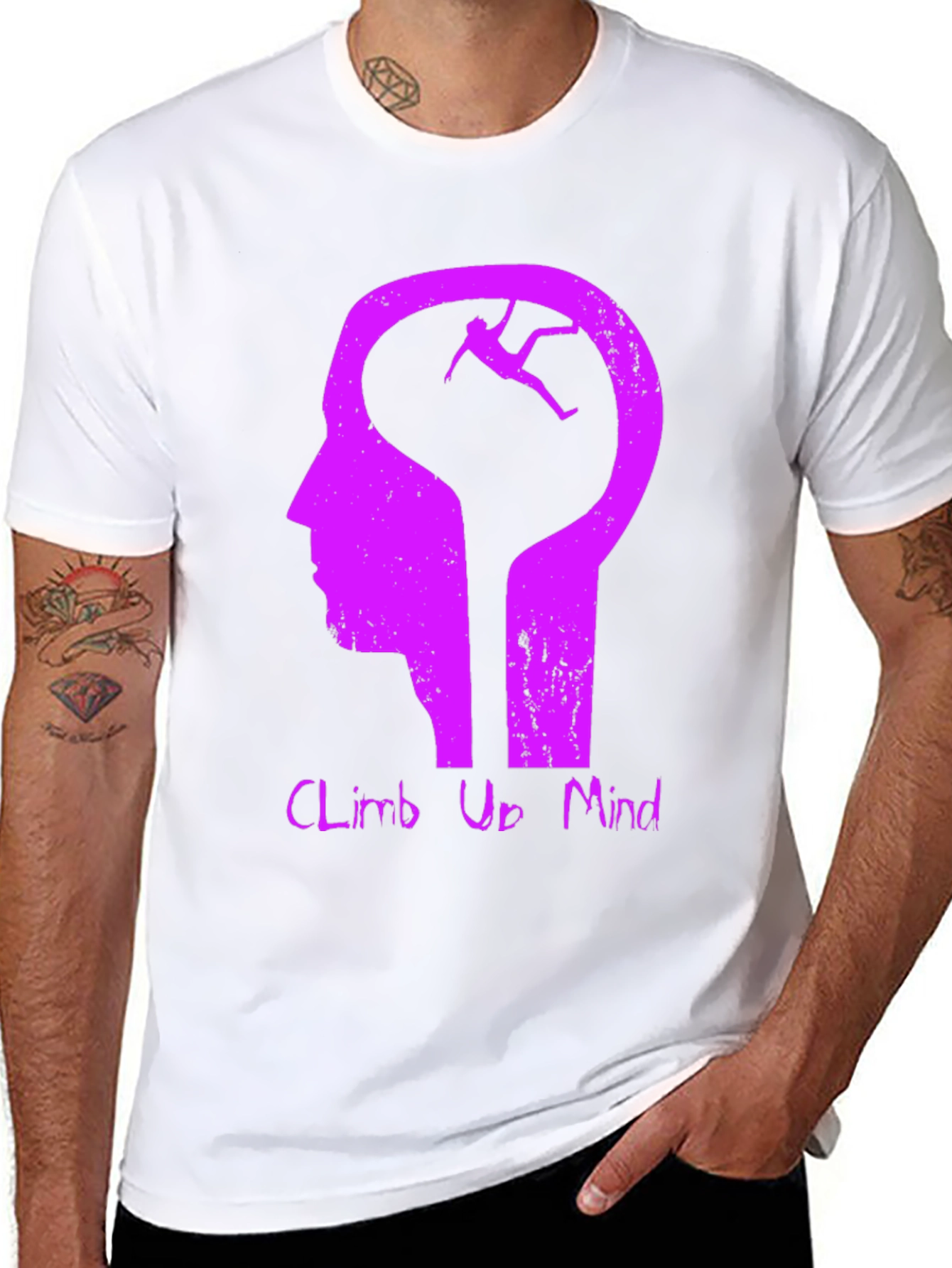 Climb Up Mind Graphic Tee - Black Cotton Blend