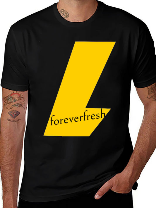 Forever Fresh Black T-Shirt: Modern Graphic Tee