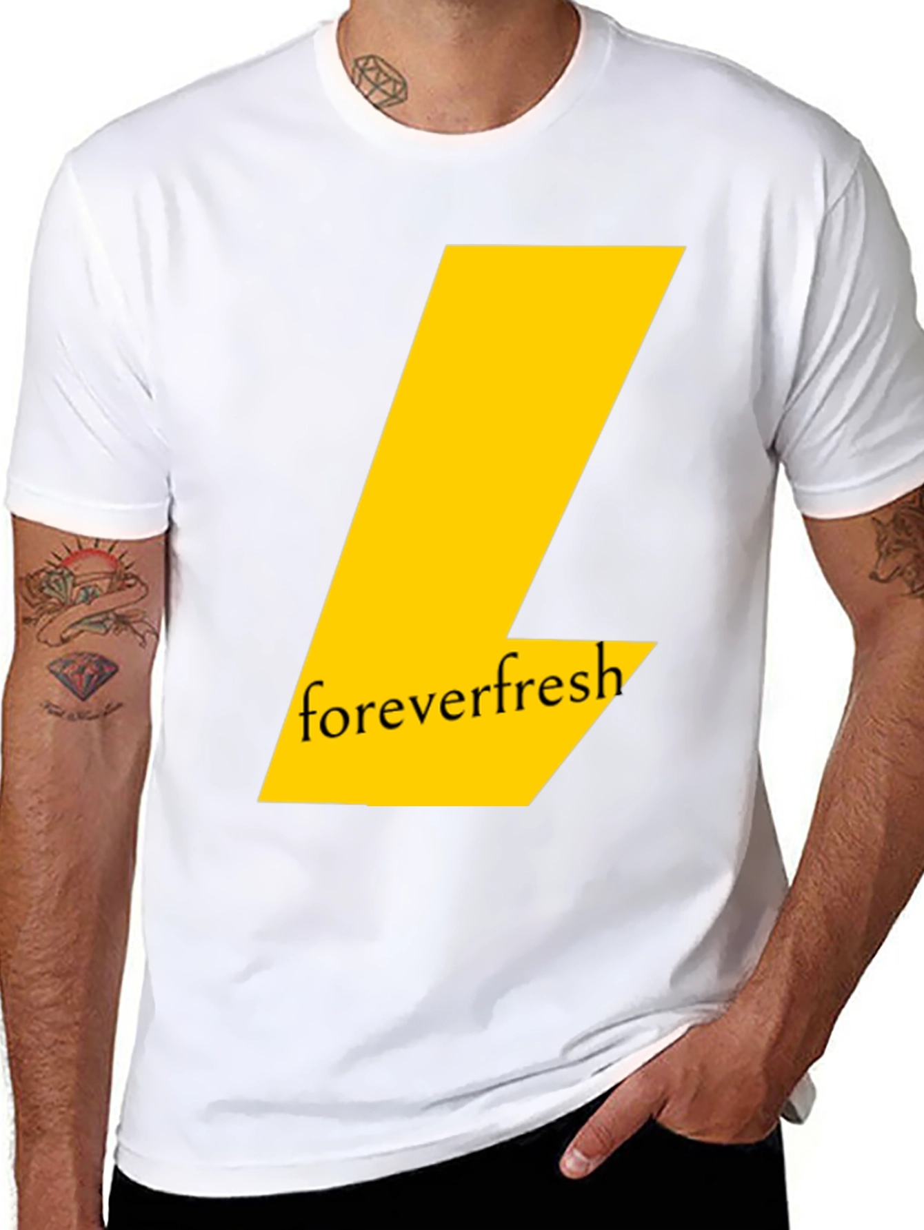 Forever Fresh Black T-Shirt: Modern Graphic Tee
