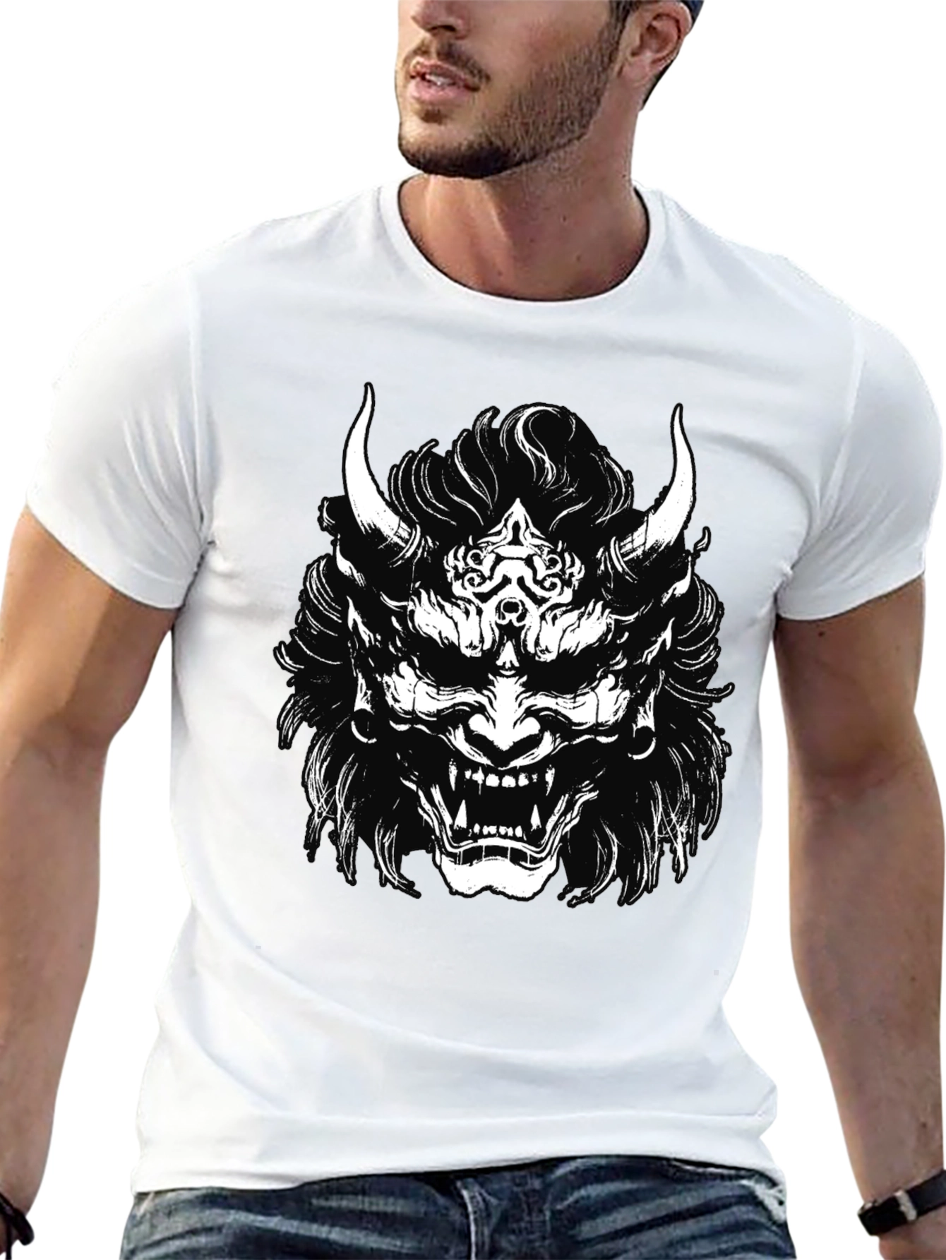 Demon Oni Mask Graphic T-Shirt