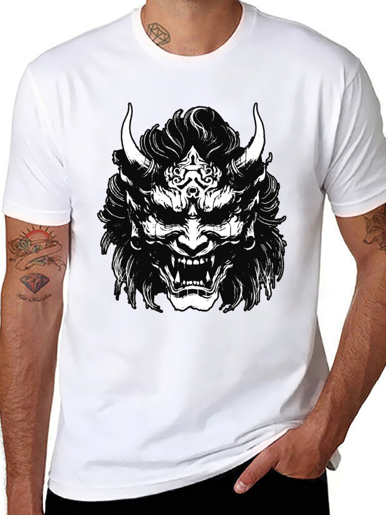 Demon Oni Mask Graphic T-Shirt