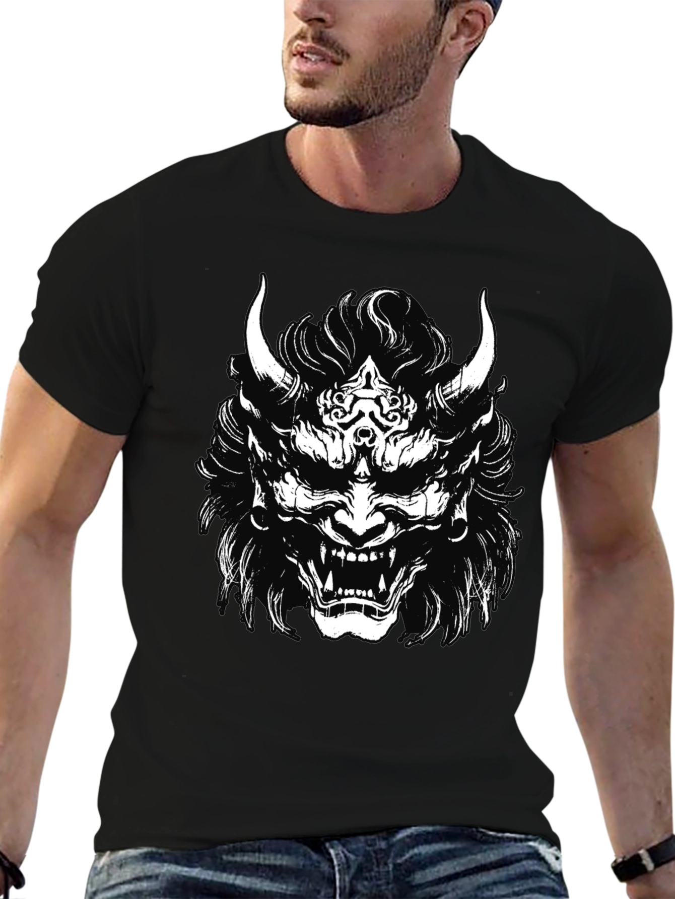 Demon Oni Mask Graphic T-Shirt