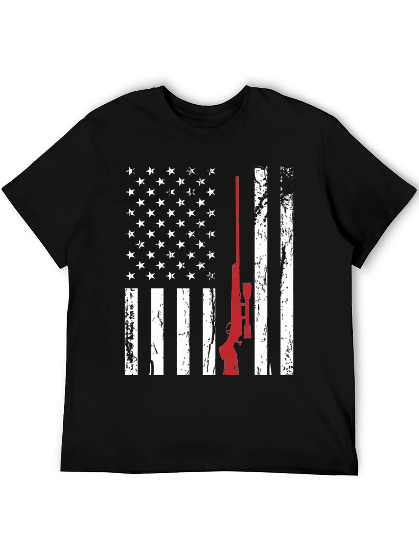 Patriotic Rifle T-Shirt - American Flag Design
