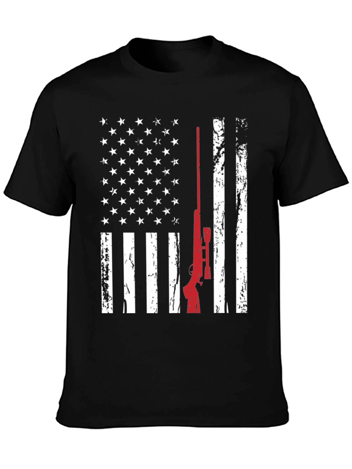 Patriotic Rifle T-Shirt - American Flag Design