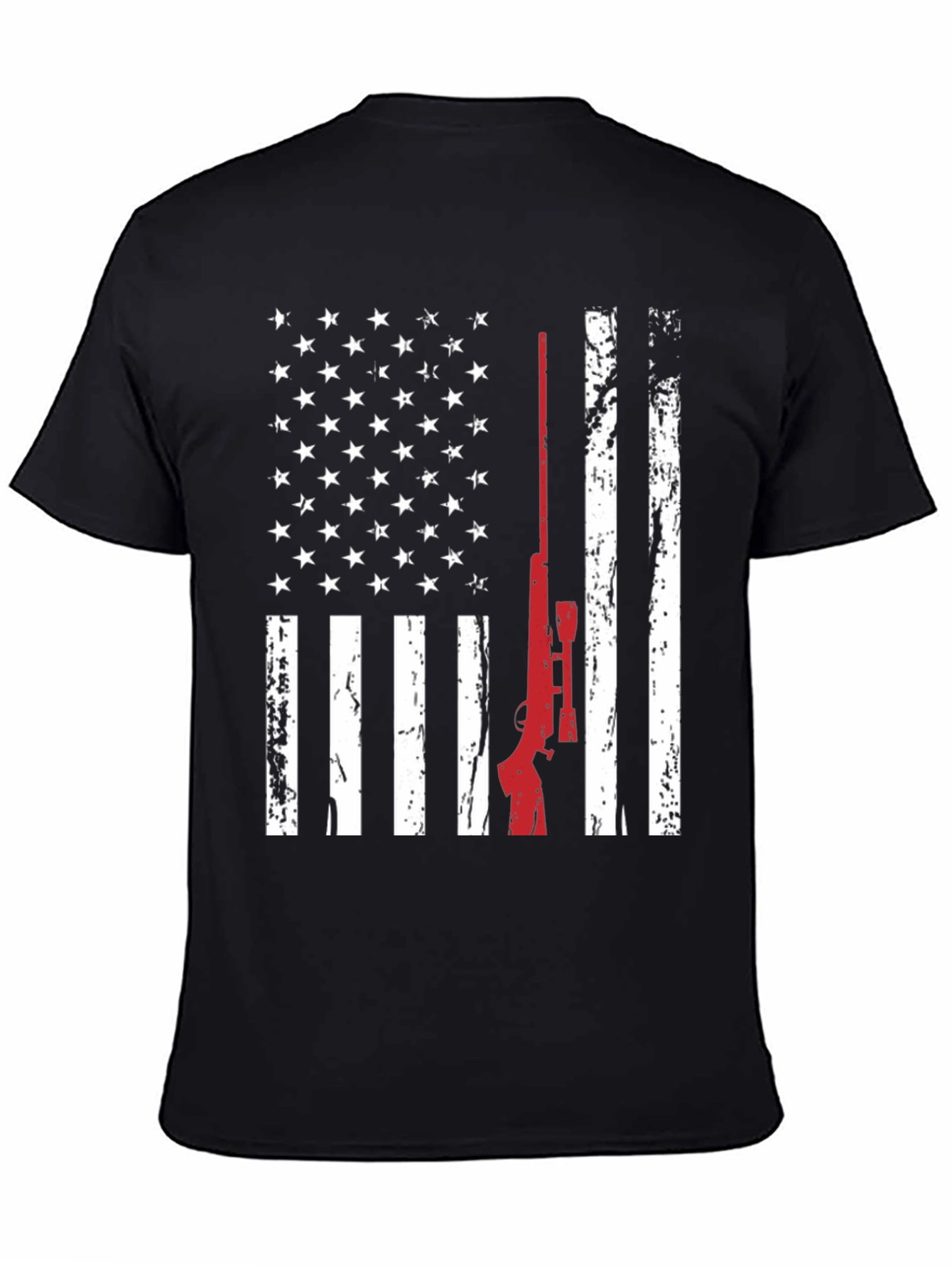 Patriotic Rifle T-Shirt - American Flag Design