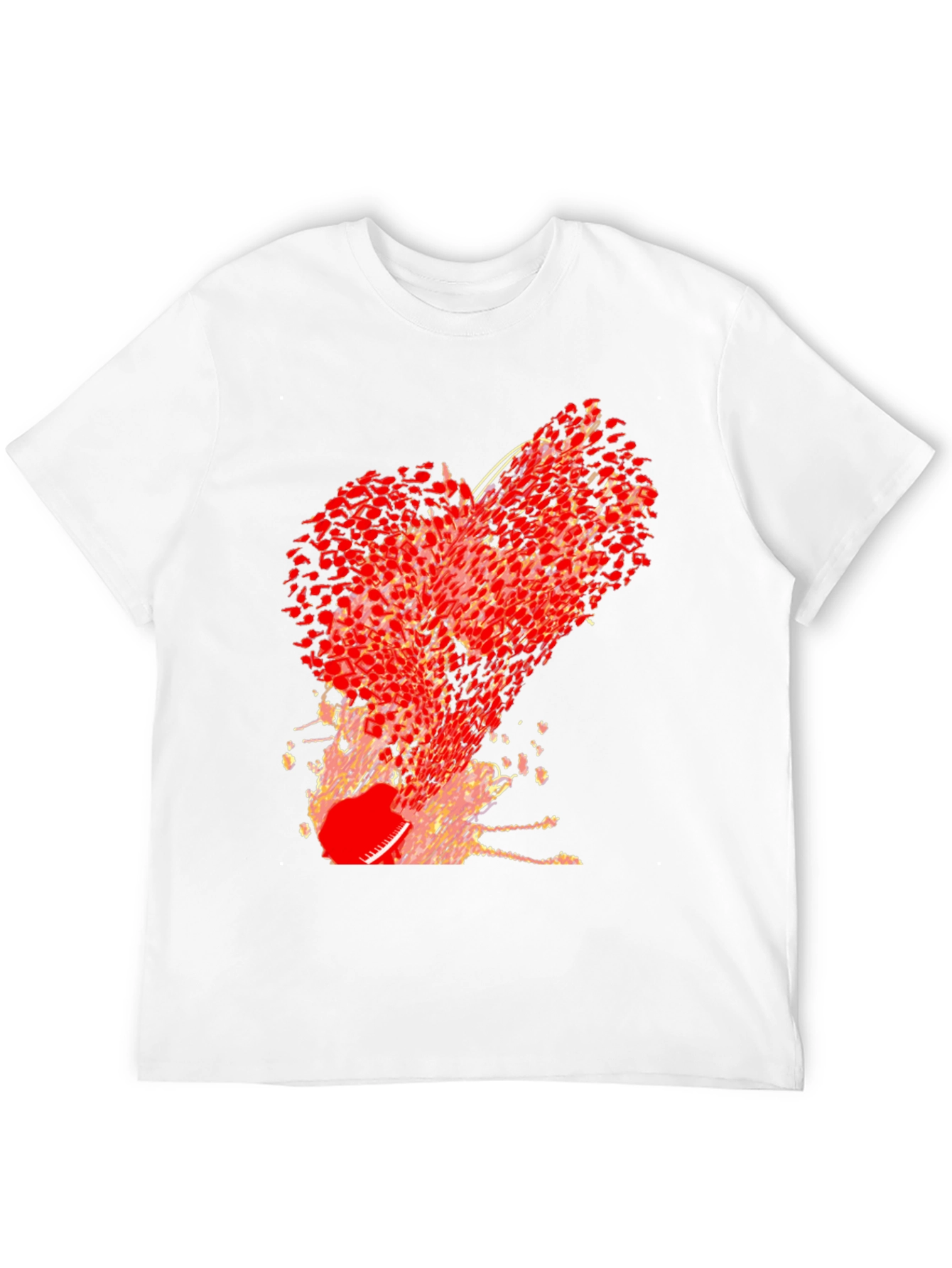 Abstract Red Heart Graphic Print Black T-Shirt