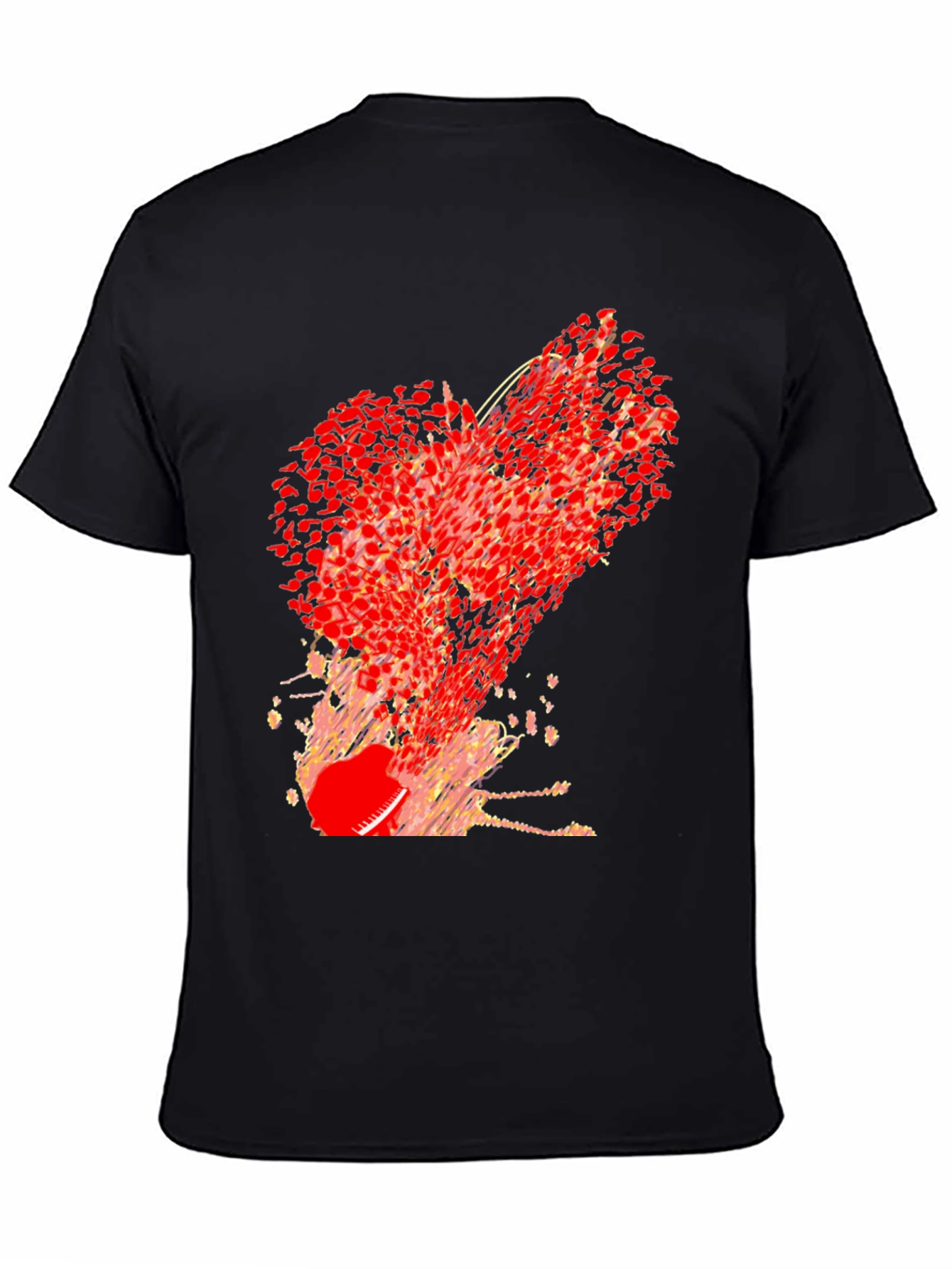 Abstract Red Heart Graphic Print Black T-Shirt