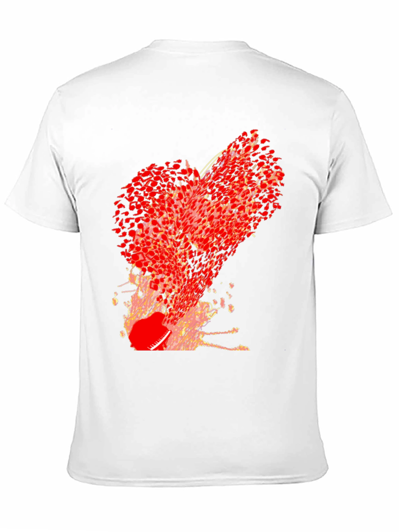 Abstract Red Heart Graphic Print Black T-Shirt