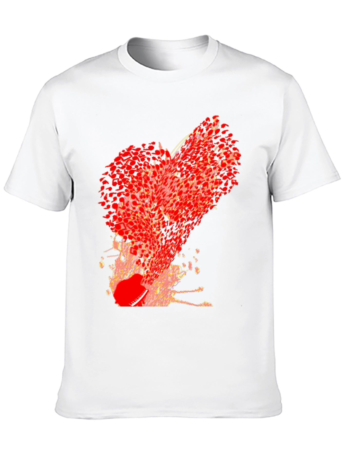 Abstract Red Heart Graphic Print Black T-Shirt