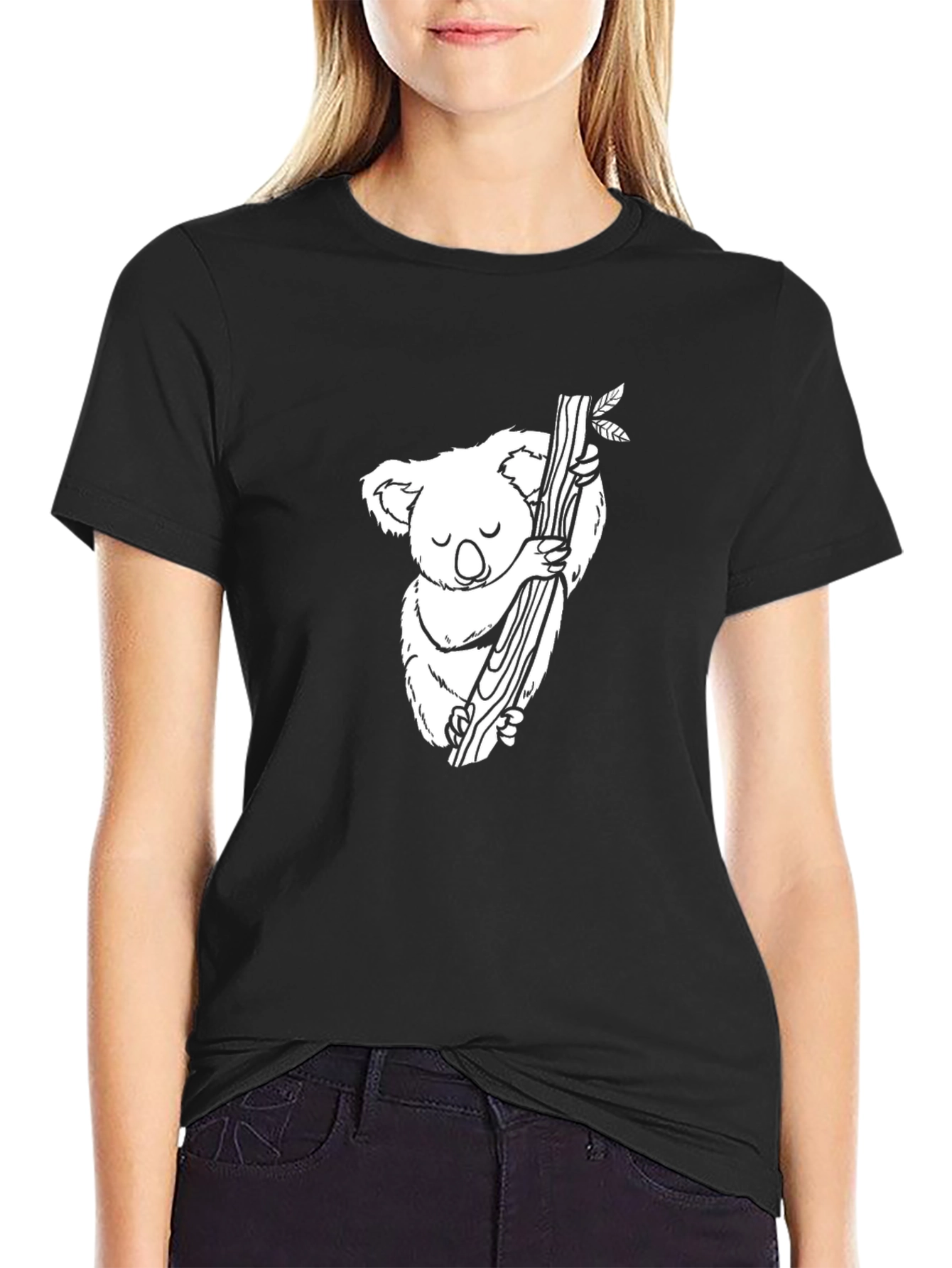 Koala Hugging Tree Black T-Shirt - Unisex