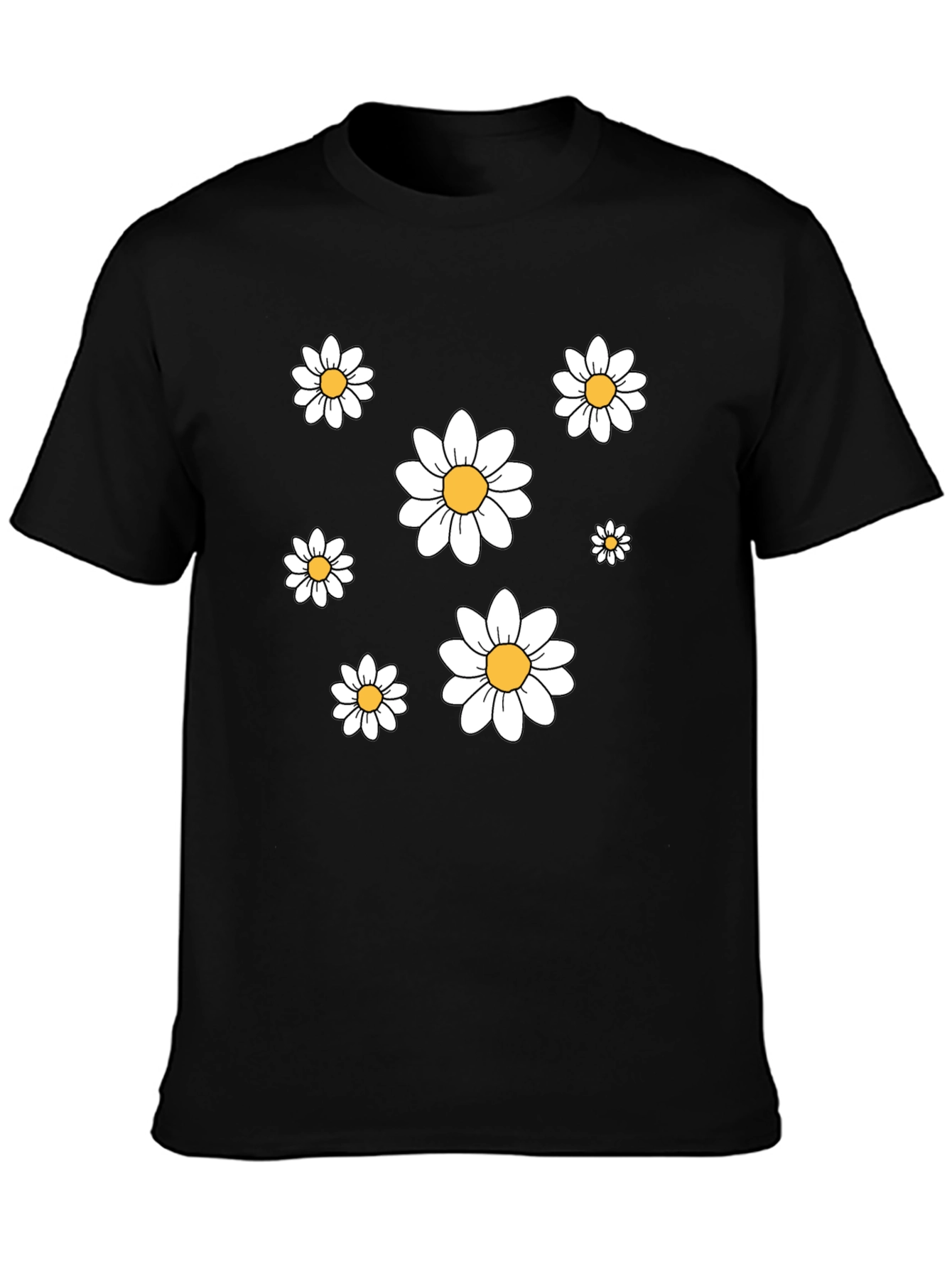 Daisy Print Crew Neck T-Shirt - Casual Comfort