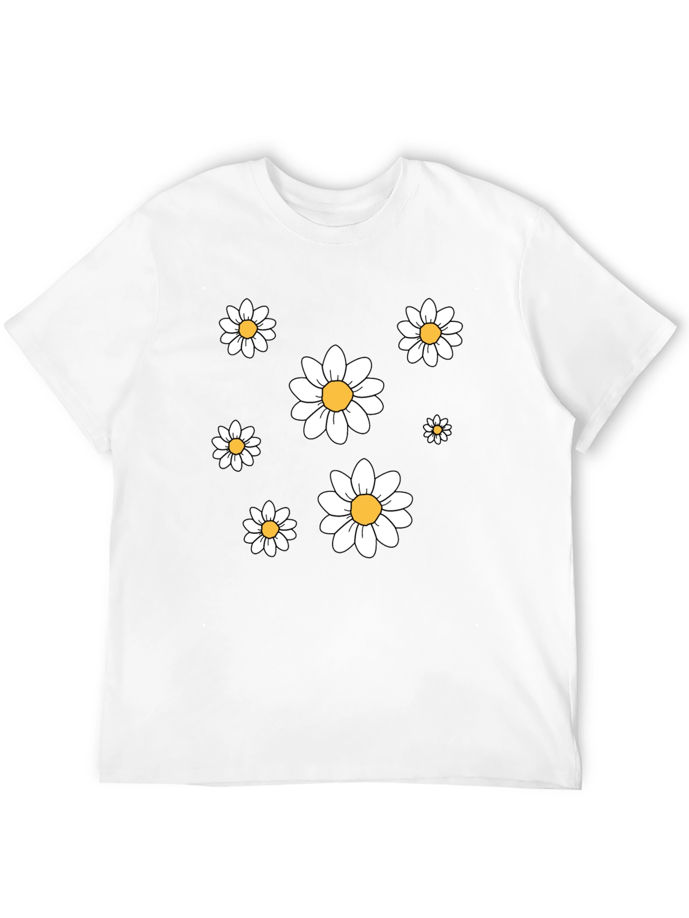 Daisy Print Crew Neck T-Shirt - Casual Comfort