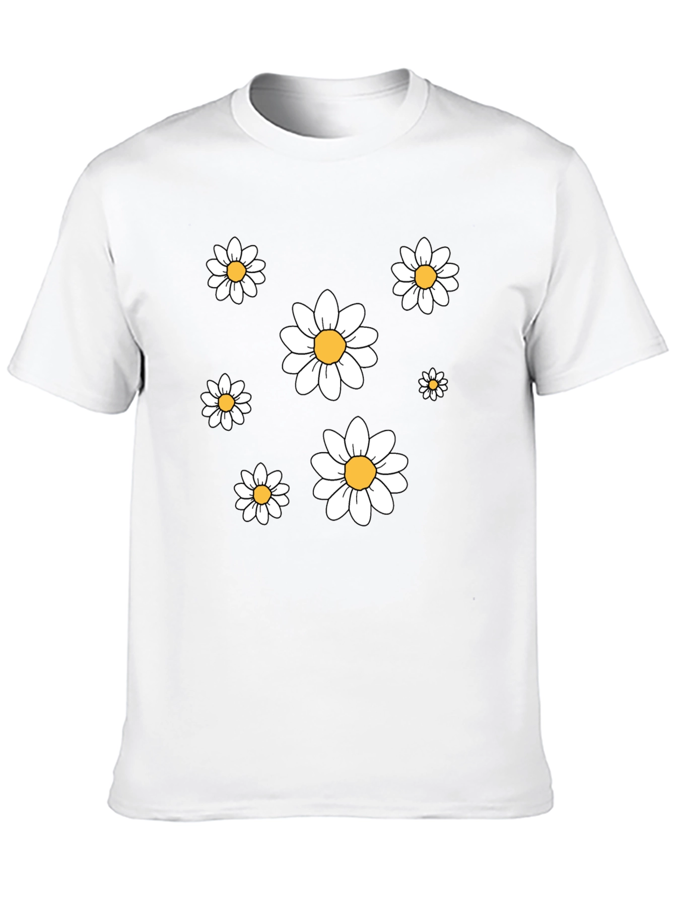 Daisy Print Crew Neck T-Shirt - Casual Comfort