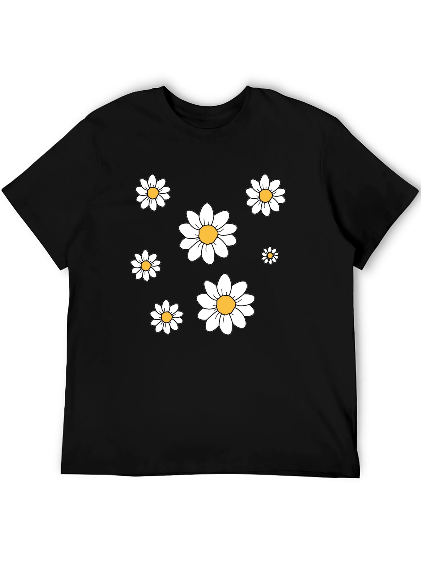 Daisy Print Crew Neck T-Shirt - Casual Comfort