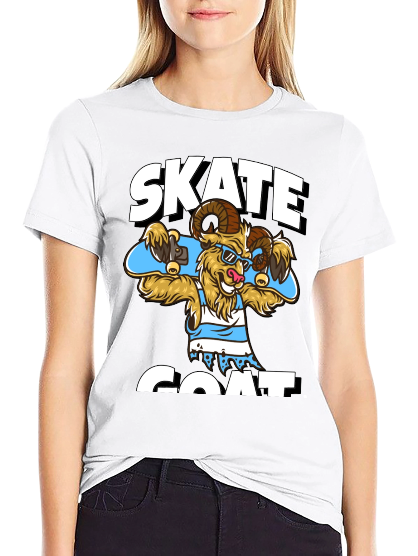 Skate Goat Graphic T-Shirt - Funny Animal Tee