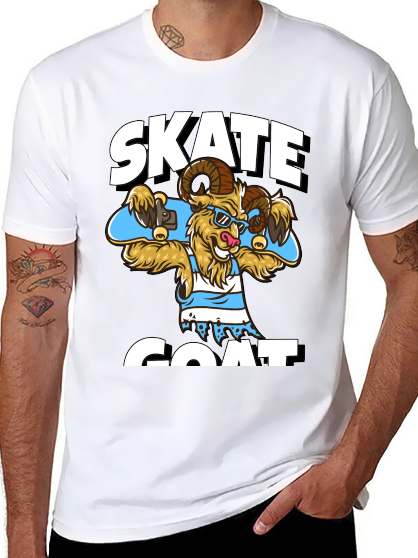 Skate Goat Graphic T-Shirt - Funny Animal Tee